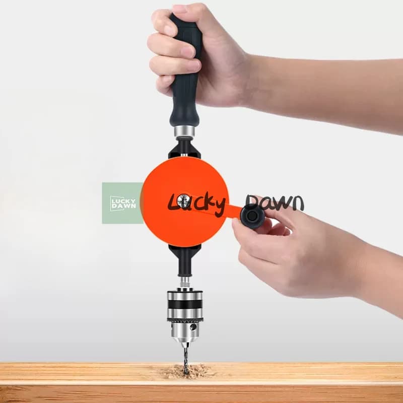 Set di Utensili per Falegnameria con Trapano Manuale Multifunzione a Manovella da 1/4 e 3/8 Pollici, Punzonatrice per Legno-Plastica a Doppio Ingranaggio