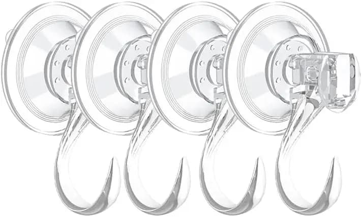 Confezione da 4 Ganci a ventosa resistenti per finestre, vetro, piastrelle - Riutilizzabili per appendere borse, cappotti, ombrelli, utensili da cucina e ghirlande
