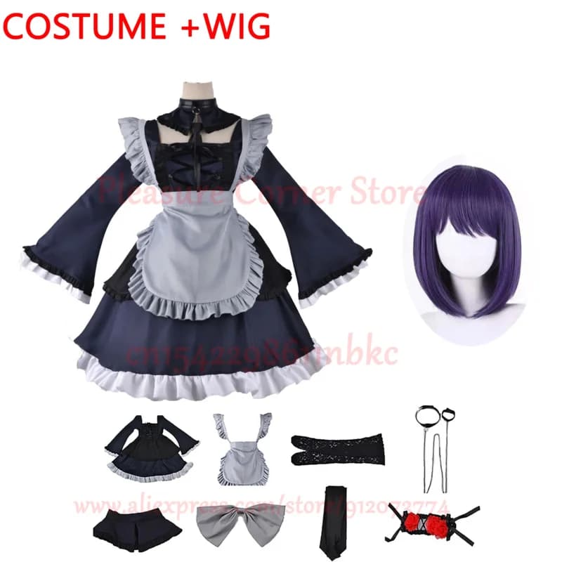 Anime My Up Darling Costume Cameriera Vestito Cosplay Halloween Kitagawa Marin Kuroe Shizuku Set completo 6;d'3, h'7.b;
