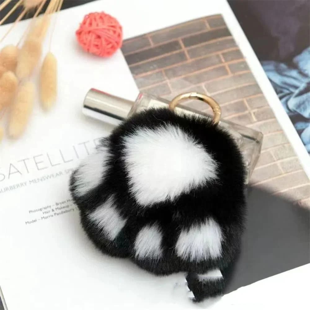 Portachiavi in pelliccia a forma di zampa di gatto, ciondolo a forma di zampa di gatto, gadget per auto, pompon, regalo gioiello