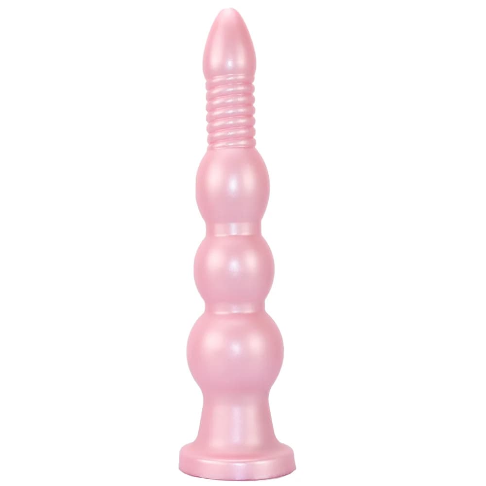 Enorme Plug Anale Realistico Rosa con Perline, Dildo Morbido, Stimolatore per Masturbazione Femminile, Massaggiatore Prostatico