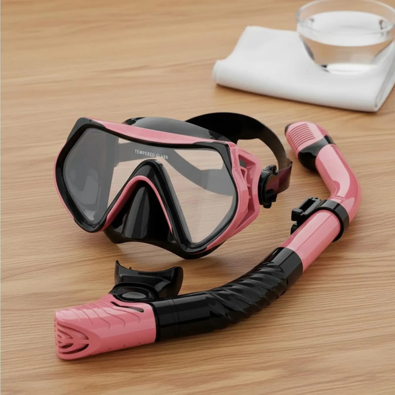Set Breathing Tube and Underwater Mask Anti-Fair with Panoramic View, Snorkeling Mask