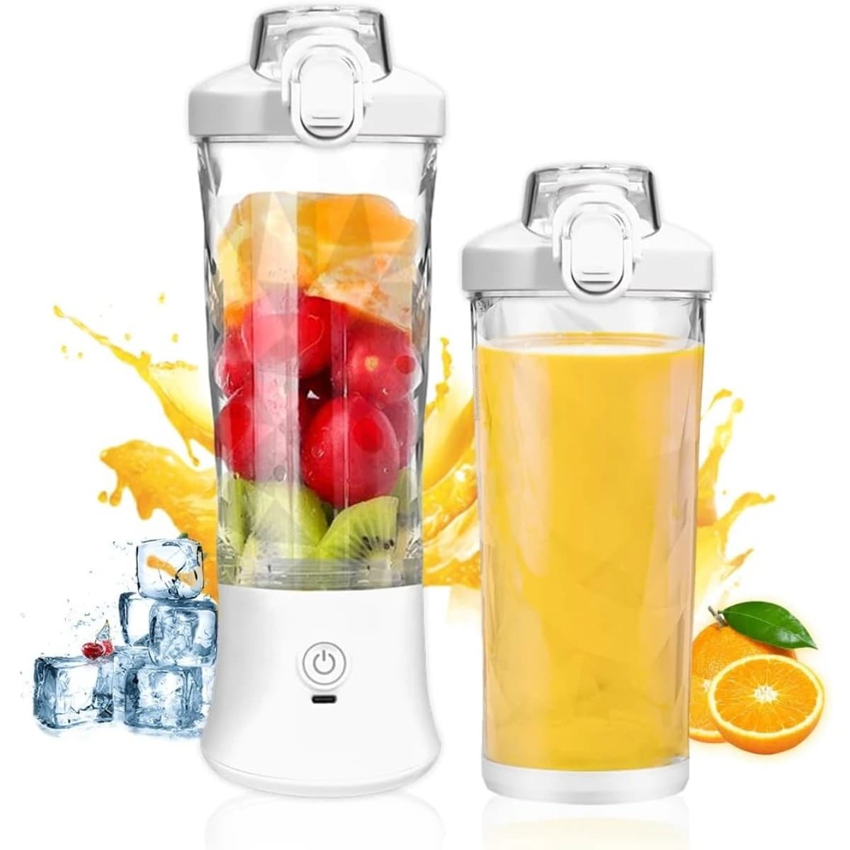 Frullatore portatile Spremiagrumi con tazza da viaggio da 20 Oz 6 lame USB ricaricabile per frullati Frullati Palestra, cucina e all'aperto