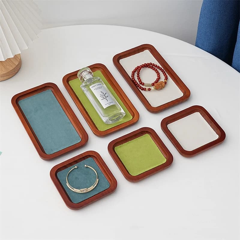 Elegant wood Jewelry Display Tray Necklace Bracelet Earrings Ring Storage Viewing Trays Counter Jewellery Showcase Props