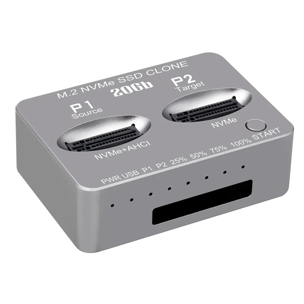 % una docking station NVME dual-bay per Gen2X 20Gbps M.2 NVME SSD Clone USB3.2 Tipo C Scatola disco rigido Chiave M/B M M.2 M.3 NVME PCI-E