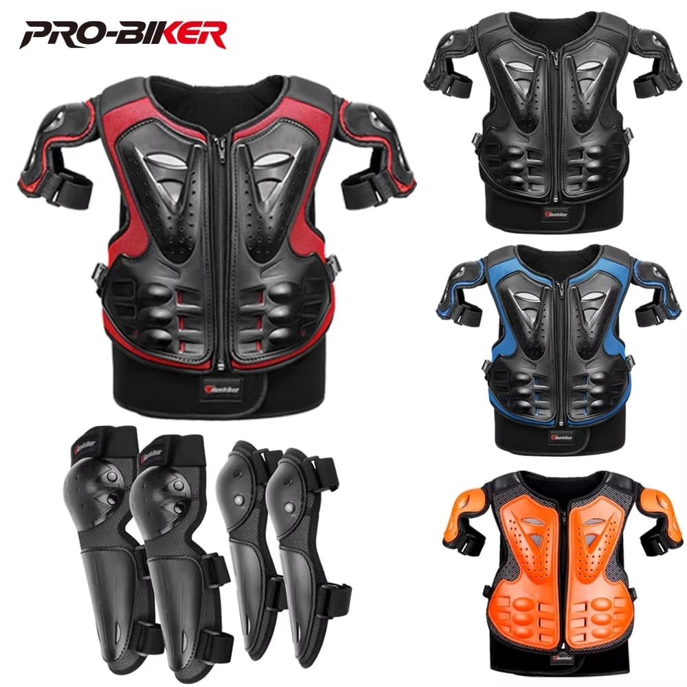 Armatura da motociclista per protezione gilet pettorale per bambini Giacca da motocross Armature protettive Ginocchiere da equitazione Armatura completa da moto