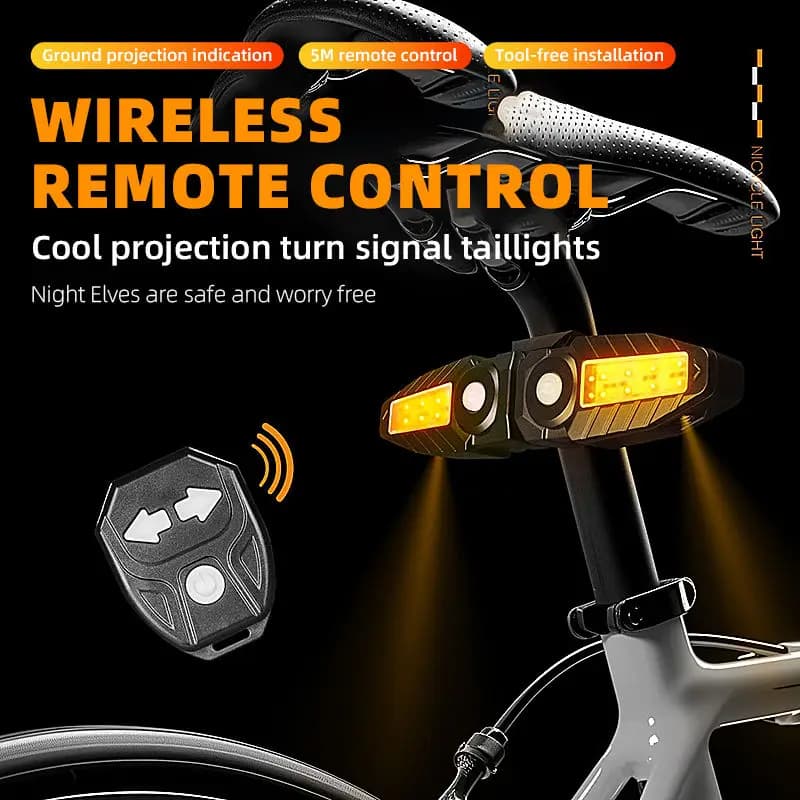 Luce di proiezione del fanale posteriore dello sterzo remoto della bicicletta Luce di guida notturna Luce di avvertimento notturna universale per bici da strada di montagna