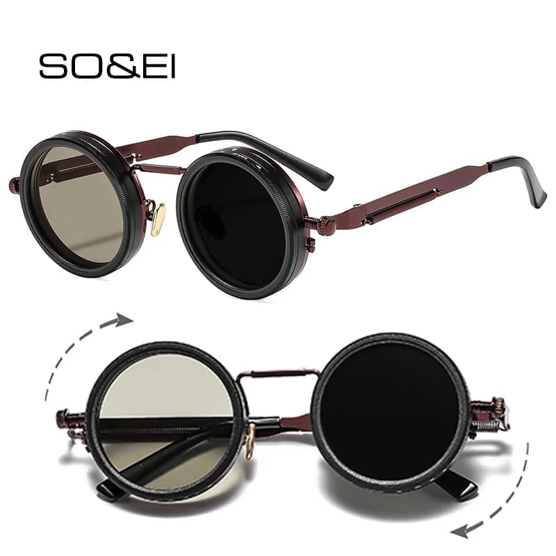 SO&EI Retro Rotondo Punk Men Sport Air Open Sunglasses Polarized Shades UV400 Women ND9-level Sunglasses Adjustable