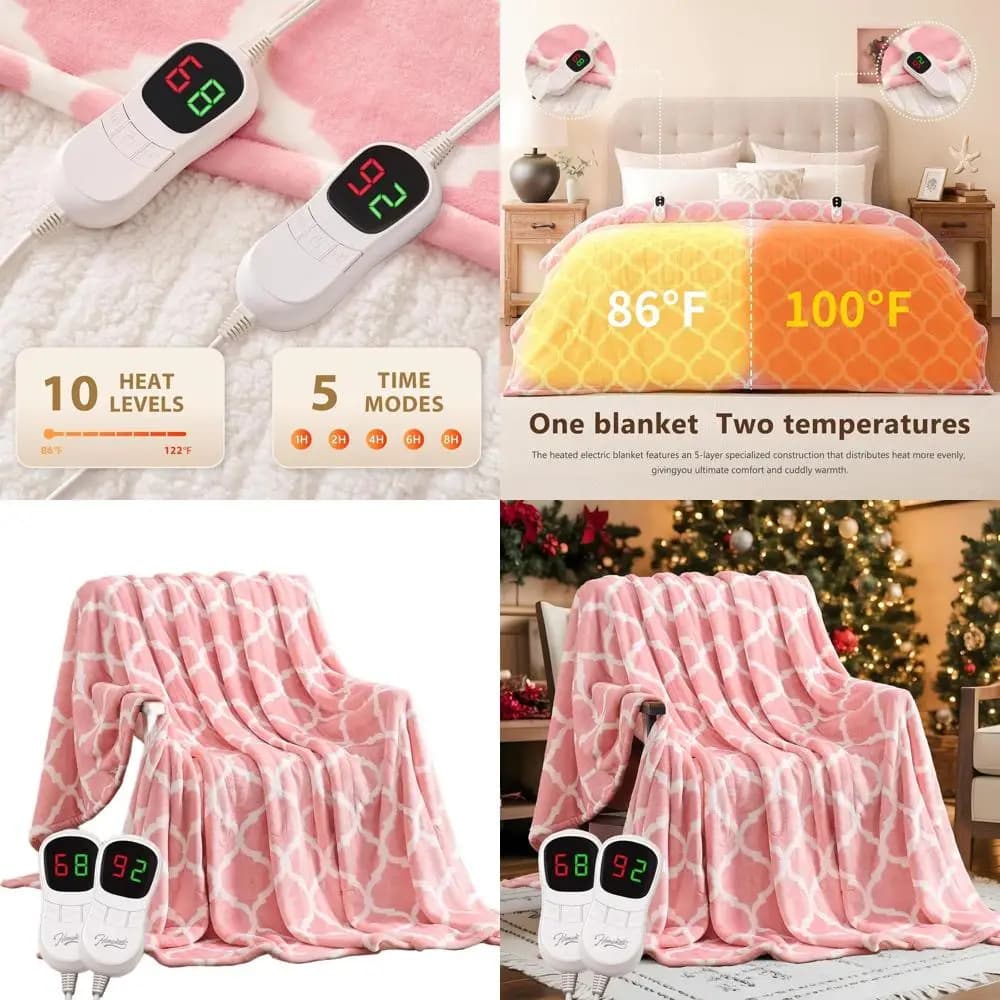 Coperta elettrica King Size - 100x90 con 10 livelli di calore, spegnimento automatico 8 ore, morbida flanella, protezione dal surriscaldamento, certificata ETL
