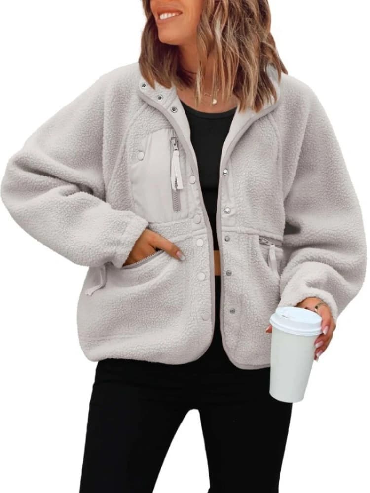 New Women's Solid Color Casual Retro Jacket Spring Autumn Loose Long Sleeve Button Women's Sports Jacket Coat Clothes Top
