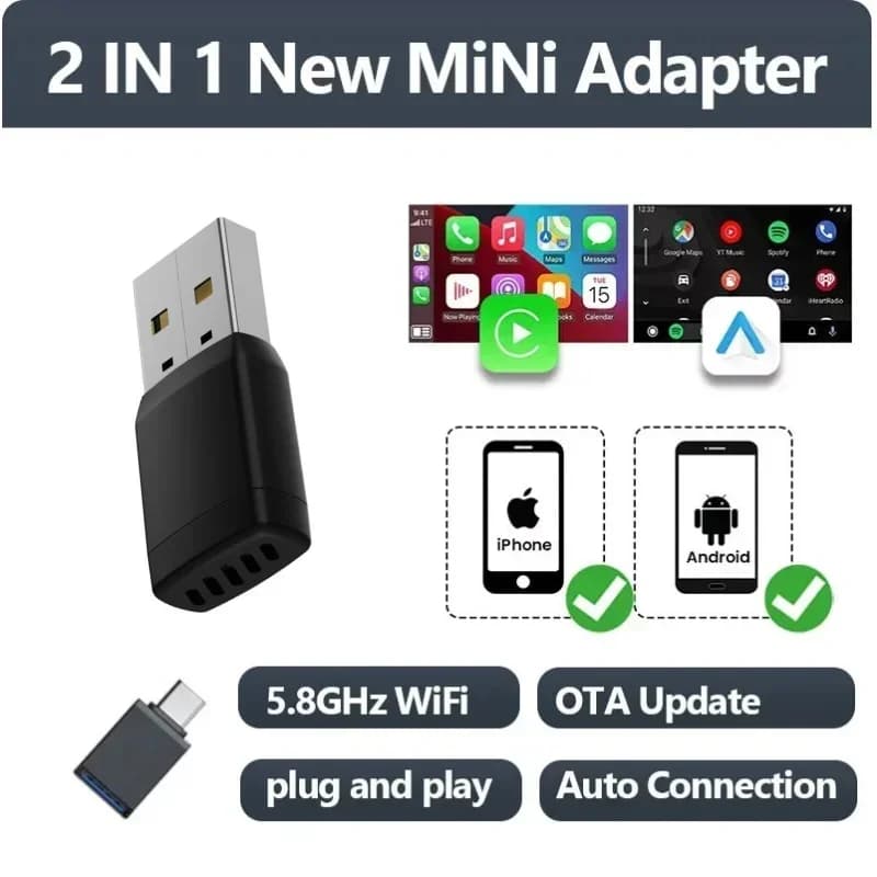 Interfaccia USB OTG intelligente per auto con Carplay, mini proiettore per la condivisione dello schermo, compatto e pratico per l'uso in movimento