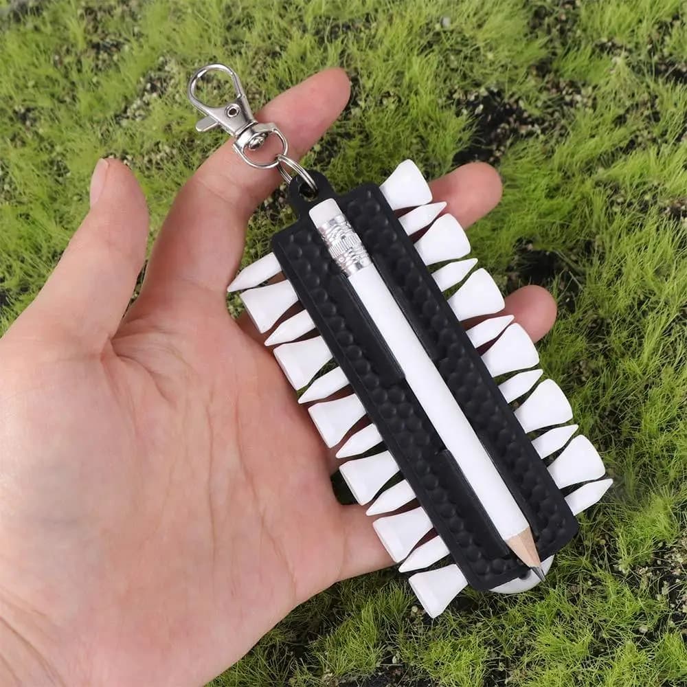 Strumento Riparatore Divot, Porta Tee da Golf, Dispositivo di Stoccaggio, Porta Tee di Ricambio, 12 Tee, Matita per Marcatura, Forcella da Golf per Green