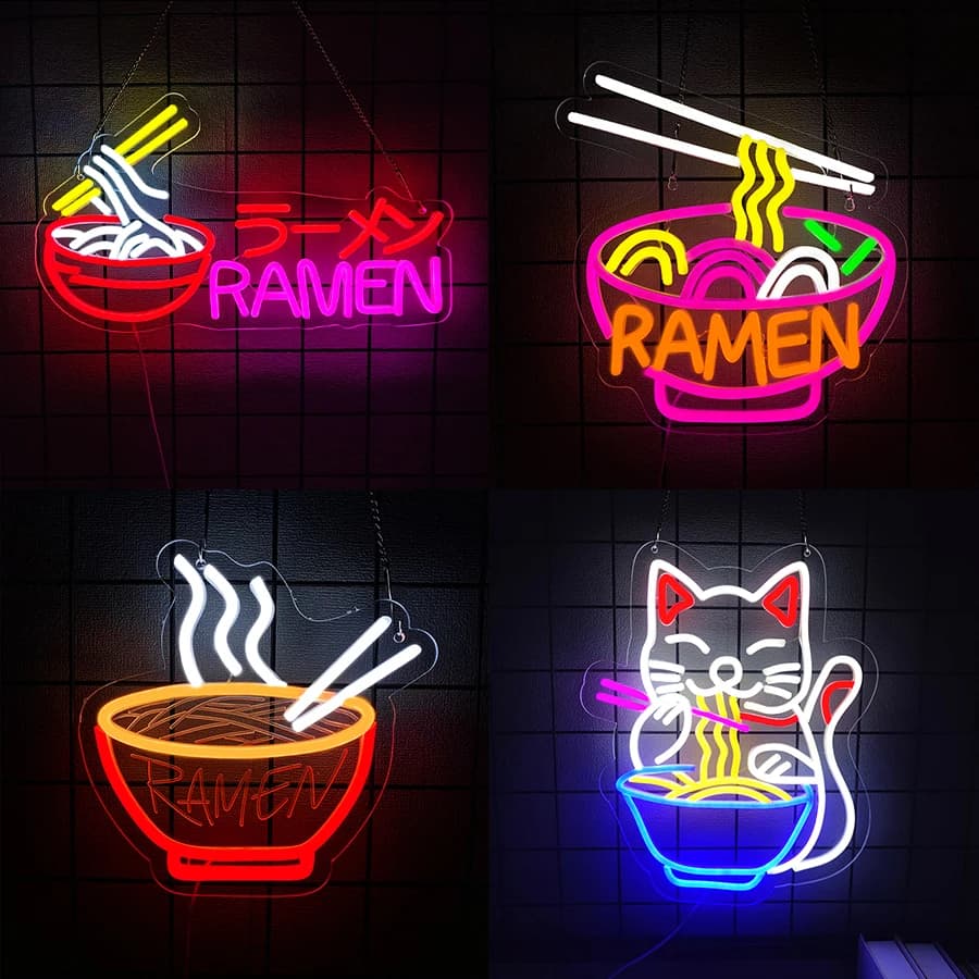 Insegna al neon serie Noodles per decorazione da parete, insegna illuminata per ristorante noodle, cucina, negozio RAMEN, grotta uomo, regali per feste di compleanno