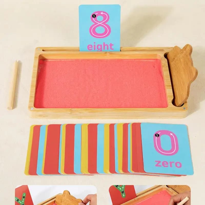 Vassoio di sabbia in legno Tavole da scrittura per bambini Gioco di ortografia sensoriale Attività di formazione delle lettere Abilità motorie fini Gioco con la sabbia Regali giocattolo