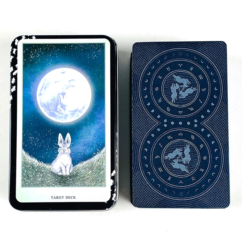 Mazzo di tarocchi con scatola di latta di alta qualità, bordo dorato, ideale per divinazione, meditazione e regali, giochi di carte di intrattenimento per famiglie