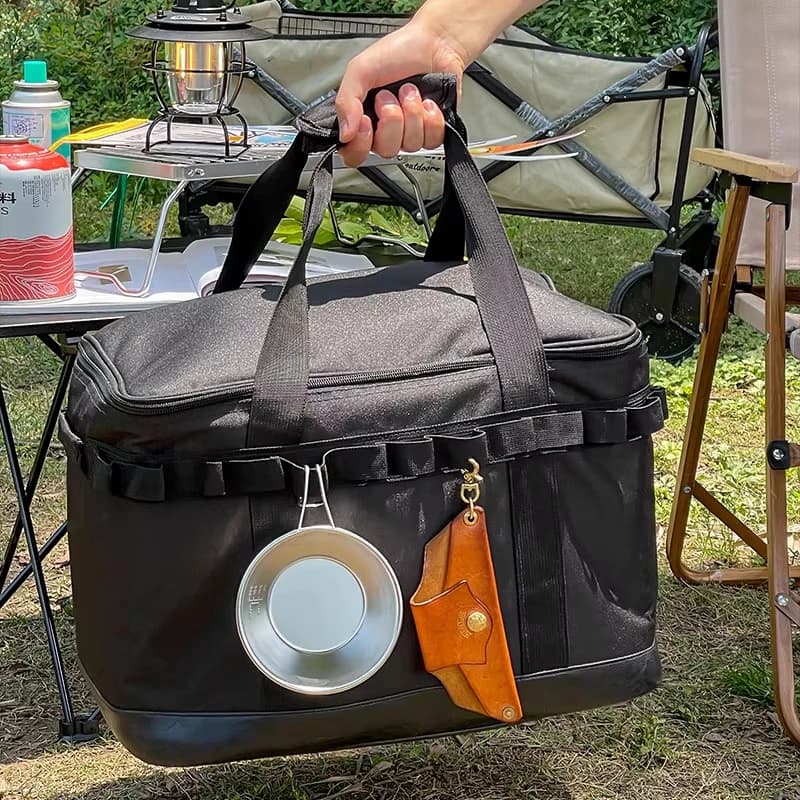 Large Camping Storage Bag Picnic Basket Gas Stove Gas Canister Pot Storage Bag Outdoor Tool Storage Travel Bags Camping Supplies
