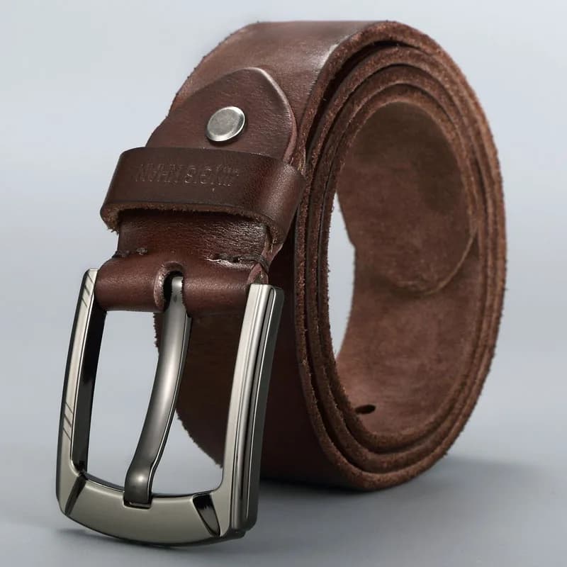 Belt, men's genuine leather, genuine cowhide, handcrafted men's belt, youth retro needle buckle, top layer jeans belt