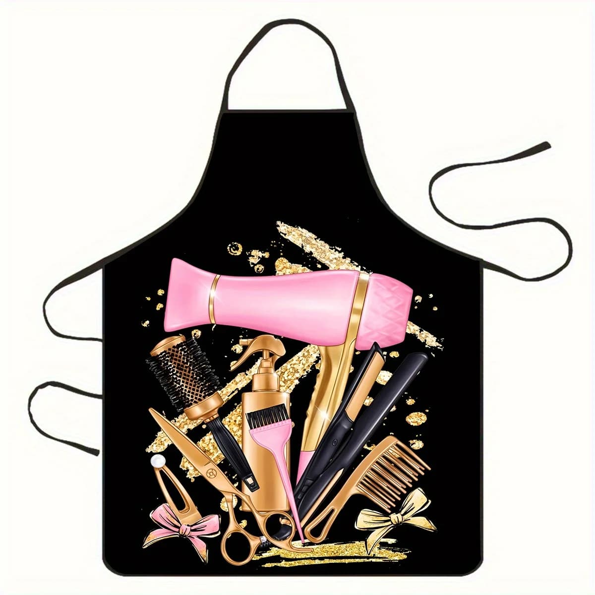 Grembiule da Cucina con Stampa Asciugacapelli Rosa, Impermeabile in Lino, per Parrucchieri e Chef, Varie Taglie