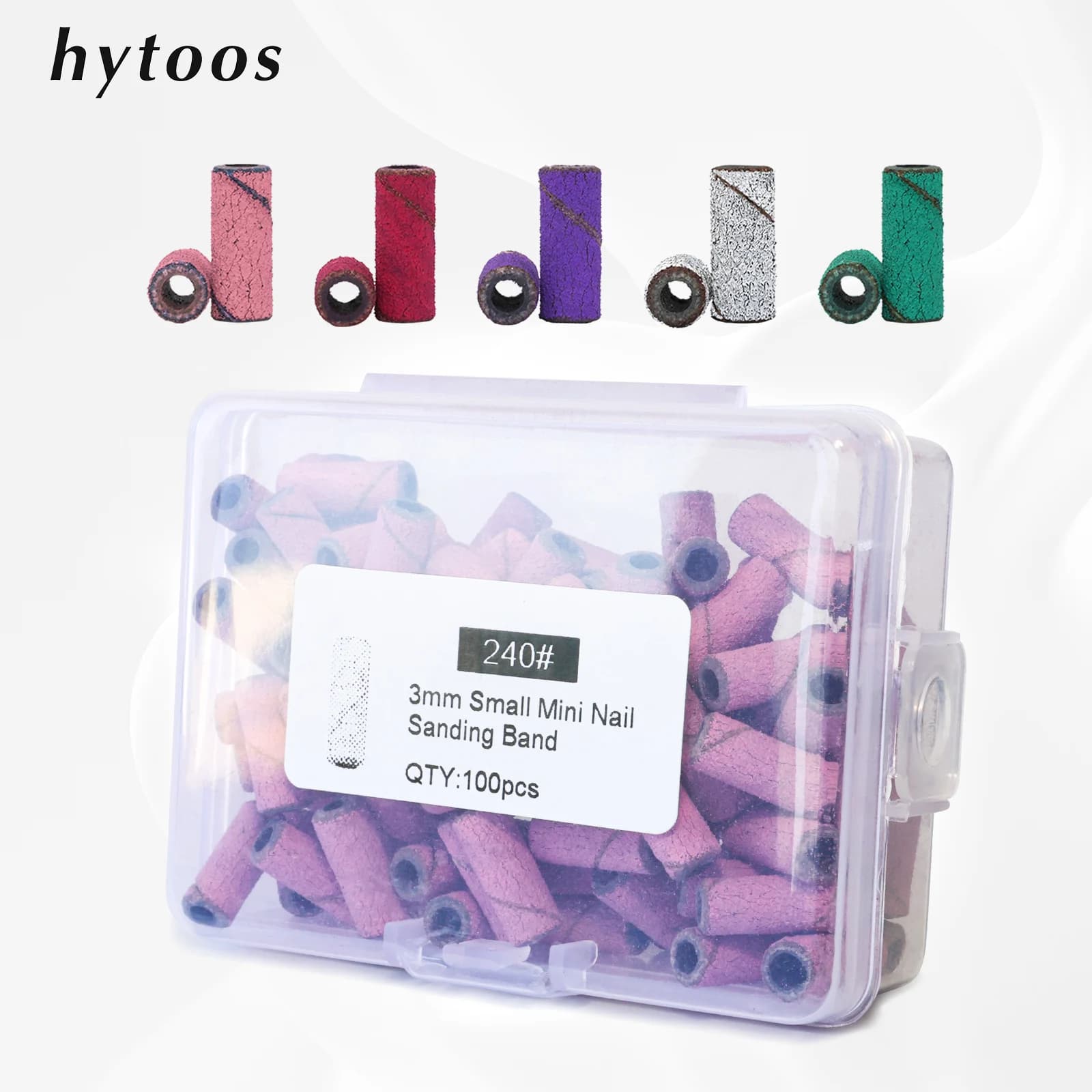 HYTOOS 3mm Piccole Fasce Abrasive per Trapano per Unghie Mini Sand Band File Lucidatura Unghie Cuticola Pulita Nessun Mandrino in Acciaio Inossidabile Bit
