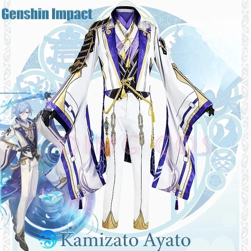 Genshin Impact Kamisato Ayato Cosplay Costume Uniform Anime Halloween Costumes for Men Game