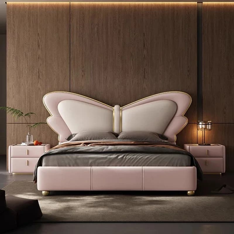 Letto a piattaforma in pelle per bambine, design castello, con funzione massaggio, struttura a soppalco per bambini e animali domestici, letto matrimoniale, mobili di tendenza