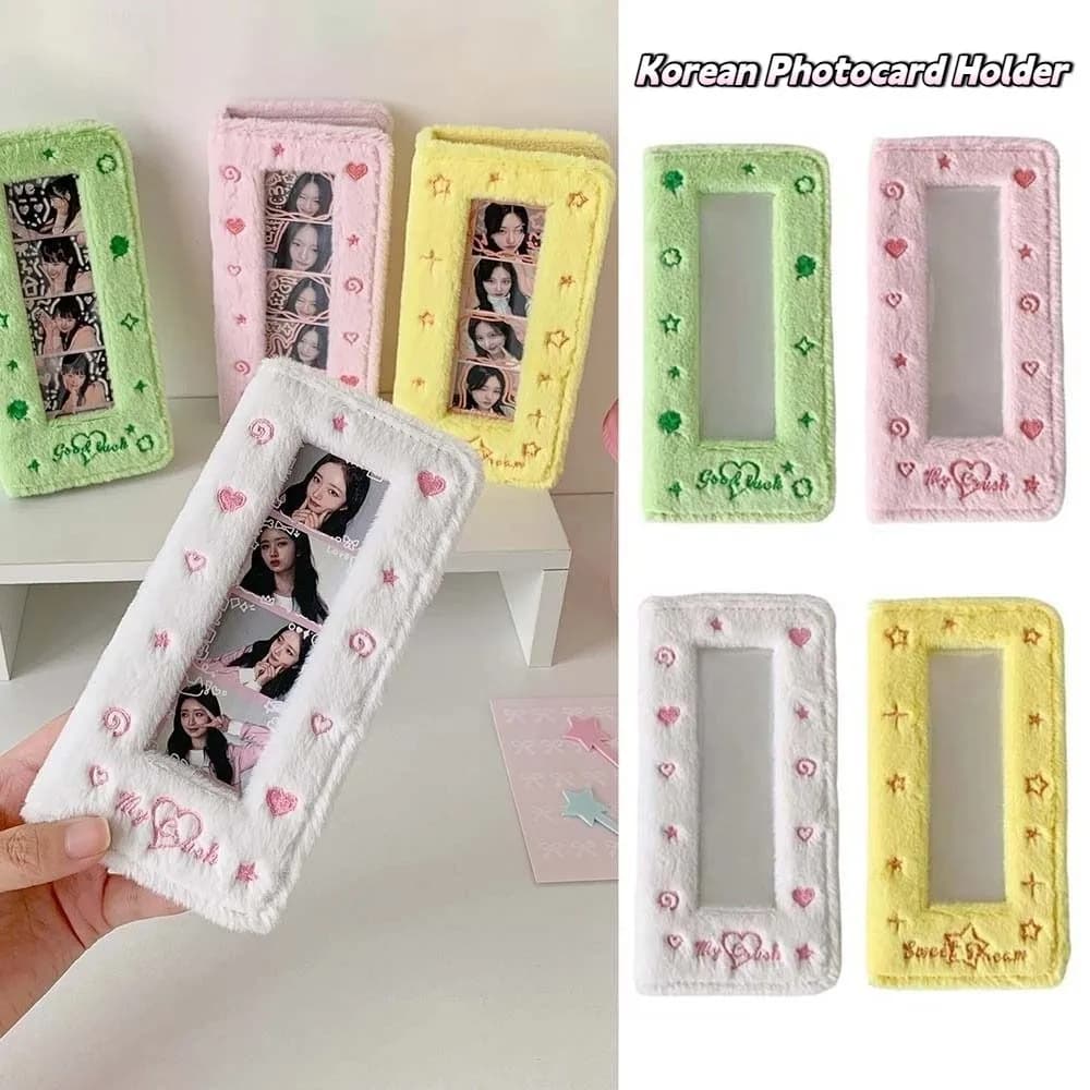 Soft four-wire photo holder, Korean photocard holder, embroidered frame for photocard, protective case for images, for friends