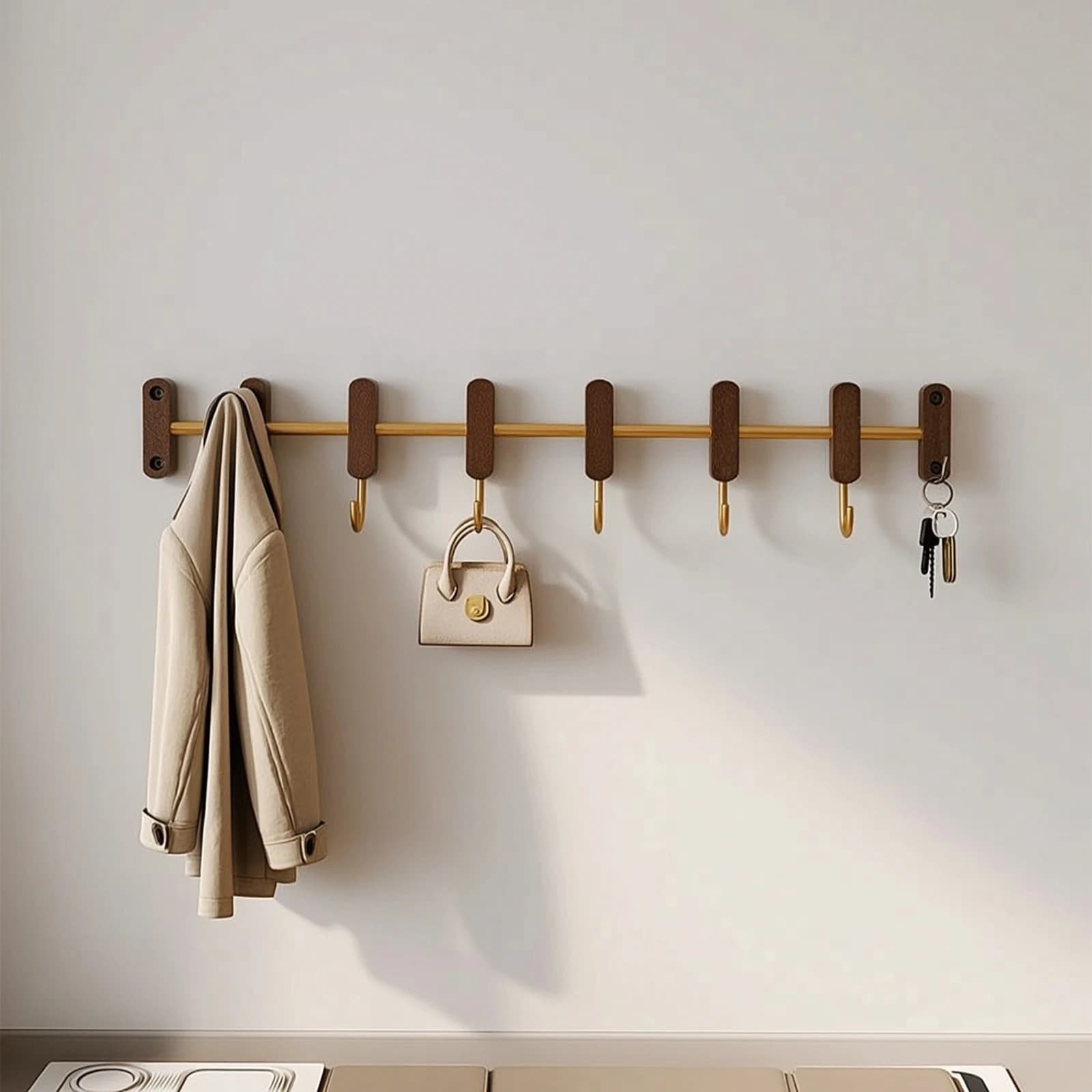 Sliding Coat Hook Rack Space-Saving Wall Coat Hook Rack Modern Heavy-Duty for Entryway, Bedroom