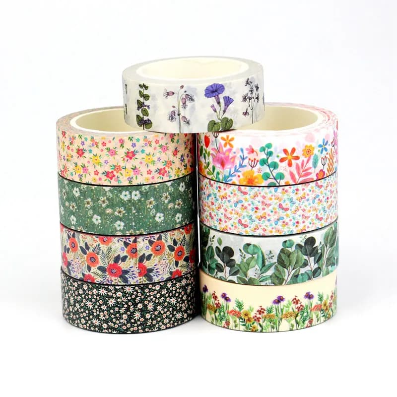 2023 NEW 1PC 10M Decorative Spring Flowers and Leaves WashiTape Set for Scrapbooking Planner Masking Tape Cute Stationery