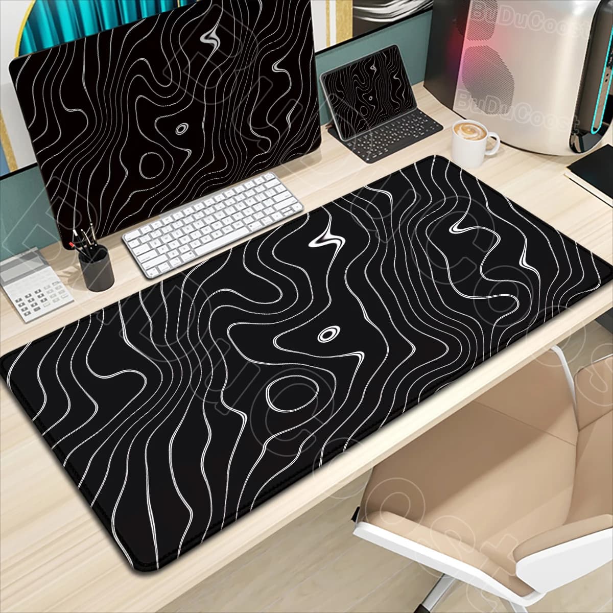 Black Gray Mouse Pad Home Office Desk Rubber Decor Desk Mat Artistic Pattern Atmosphere Non-slip Gaming Mouse Pad Pc Accessories