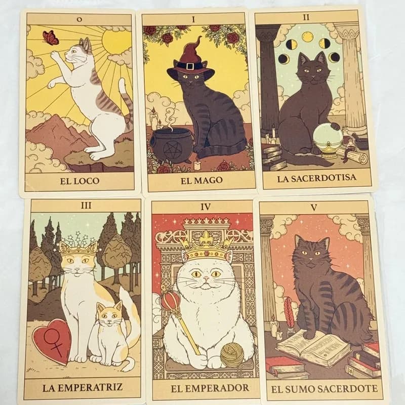 El Tarot De Los Gatos: Mazzo di 78 Carte del Tarot Edizione Spagnola - Gatti Domano la Terra - Gioco di Divinazione e Carte da Gioco