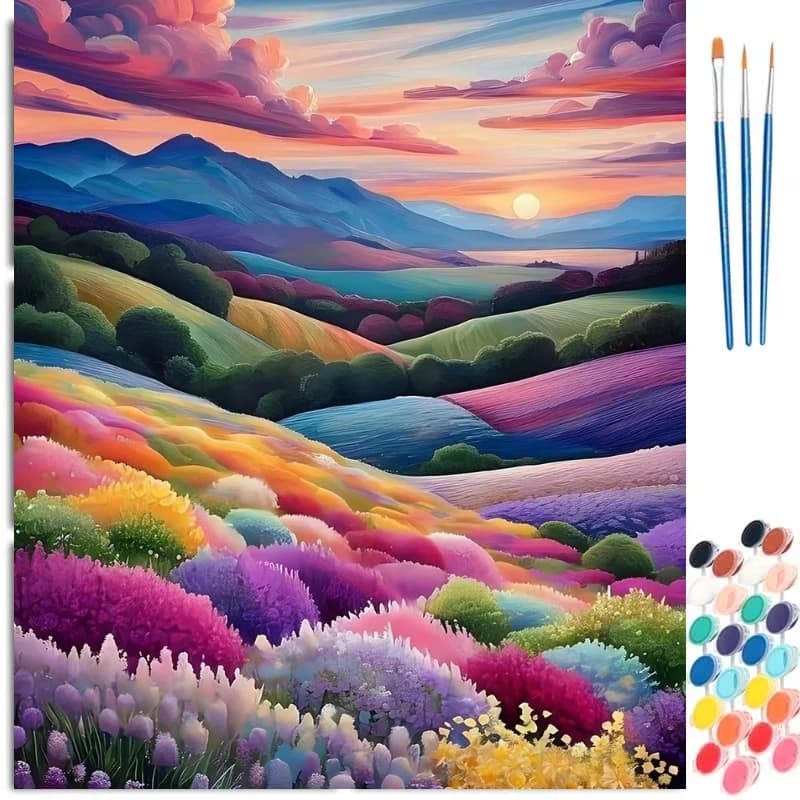 DIY Coloring By Numbers Mountain Digital Oil Painting Sunset Landscape Oil Painting By Numbers Scenery Handpainted Gift