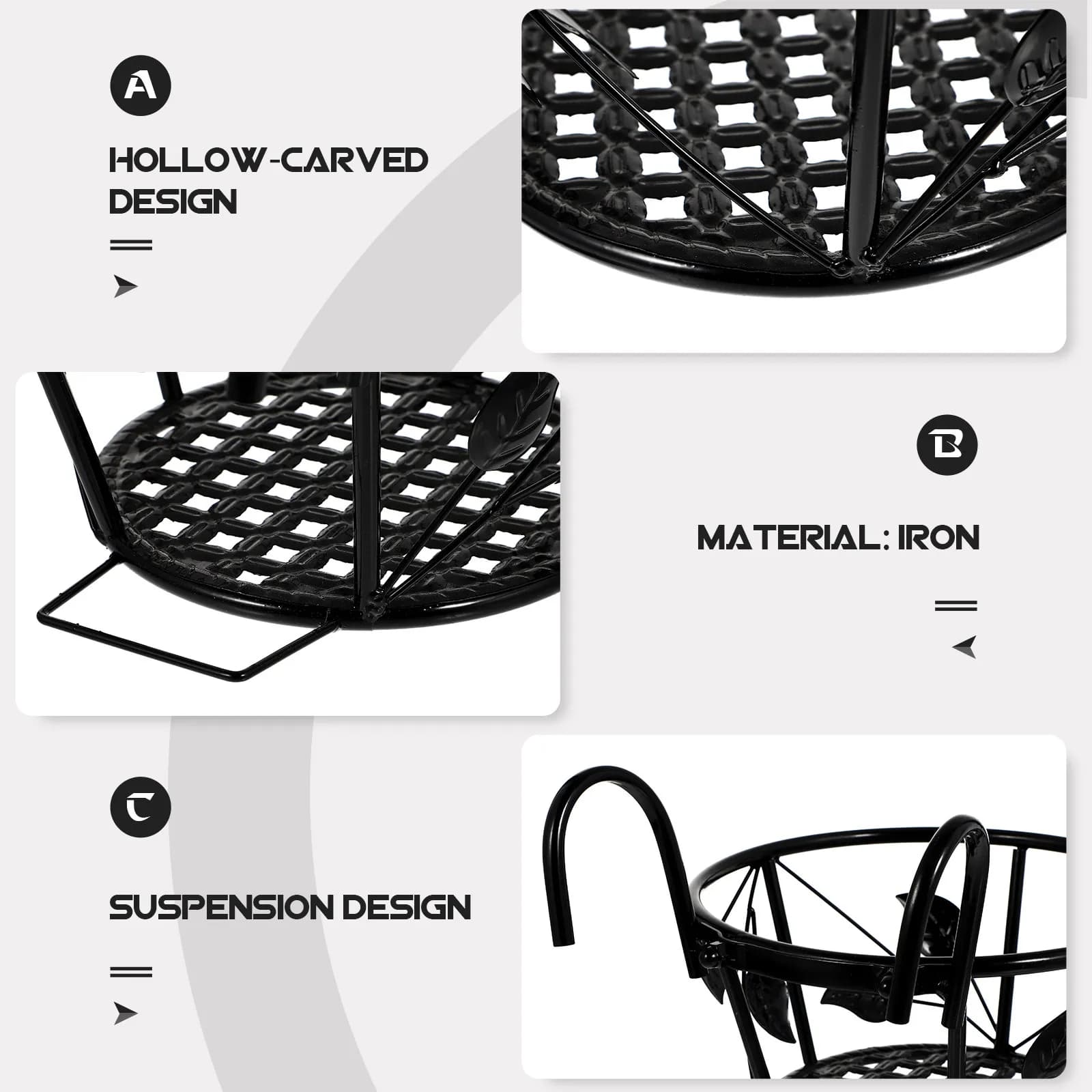 1Pcs Iron Plant Pot Holder Flowerpot Hanging Rack with Smooth Finish for Indoor Outdoor Vertical Space Saving Flower Shelf