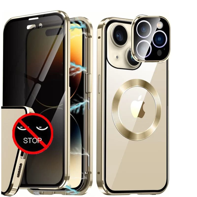Custodia Privacy per IPhone 16e 15 14 13 Pro Max adatta per protezione schermo paraurti in metallo Magsafe con custodia protettiva per obiettivo fotocamera