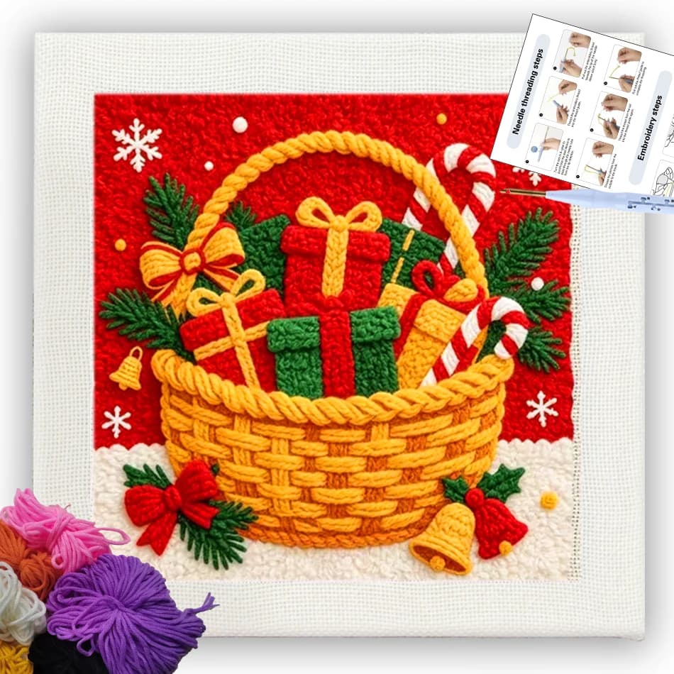 CHENISTORY embroidery punch needle starter kit Decorative Christmas gift For Adults Yarn 25x25cm Handiwork For Beginner Yarn ki