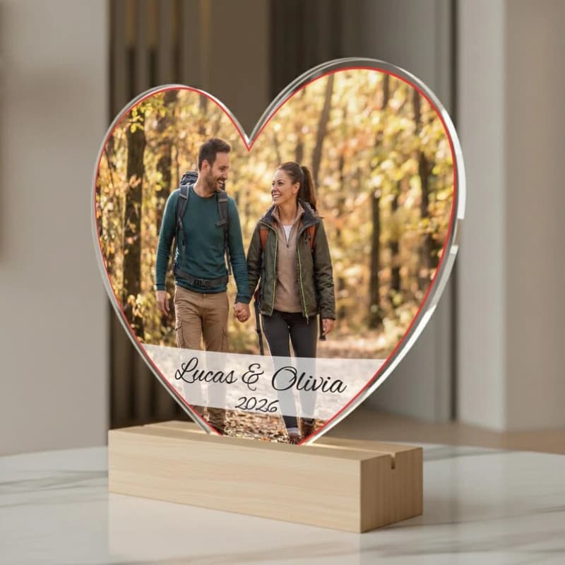 Lampada in Acrilico Personalizzata con Foto, Luce Notturna Personalizzata, Lampada da Tavolo con Immagine, Regalo di San Valentino per Coppie, Decorazione per Ufficio e Dormitorio