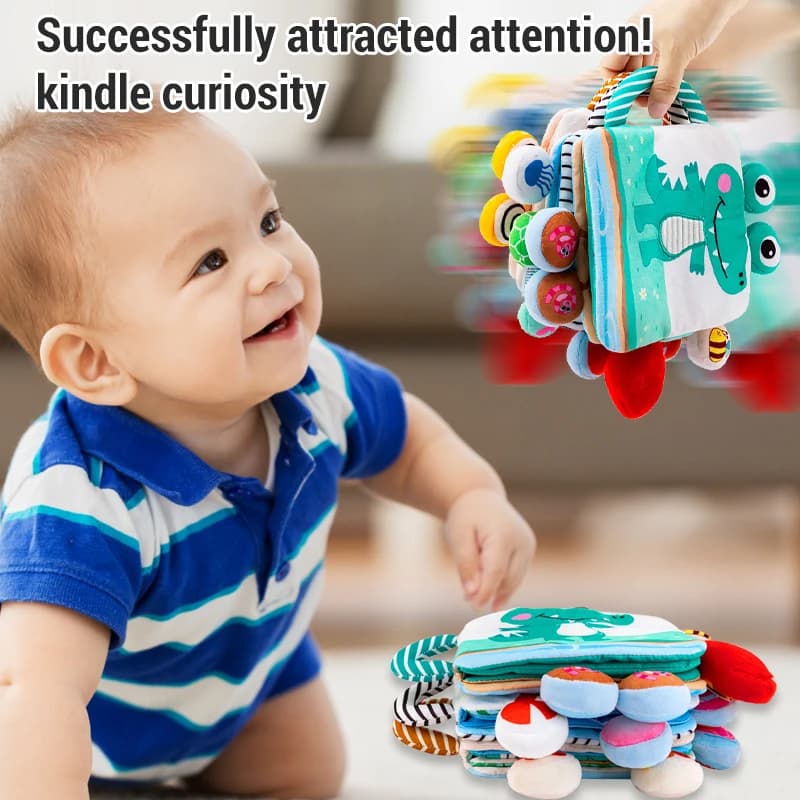 0-36 Mesi Del Bambino 3D Libro di Stoffa Giocattoli di Apprendimento Precoce Montessori Sensoriale Coda di Animale Libro di Stoffa Neonato Illuminazione Giocattoli Per Bambini
