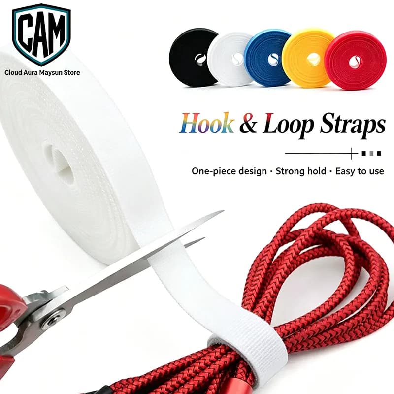 Adjustable Hook and Loop Cable Ties 5m/Roll, Double Sided Self-Gripping Fastener Straps Cord Organizer 10/20/30/50mm Wide