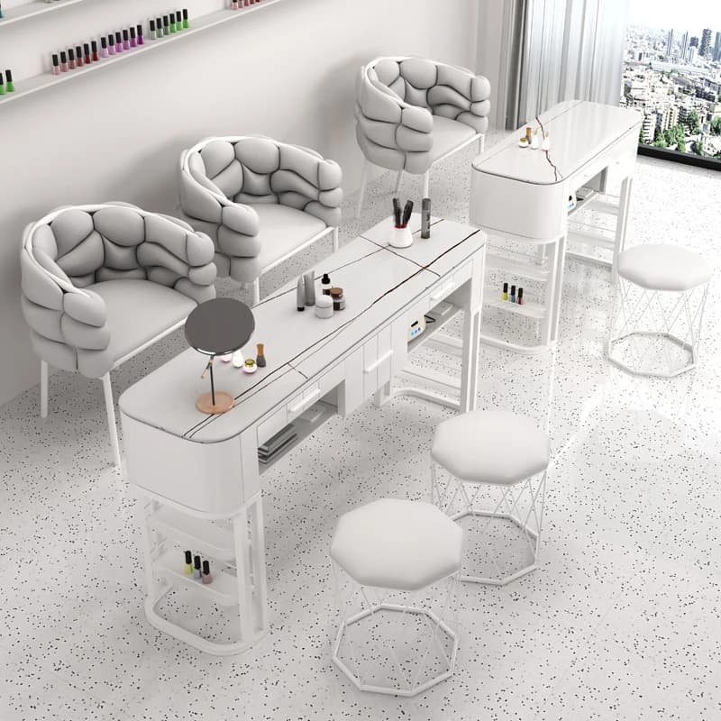 Cassetto Scrivania per unghie europea Reception Pulizia Designer Scrivania per unghie minimalista Semplice organizzatore bianco Mobili in legno Nageltisch