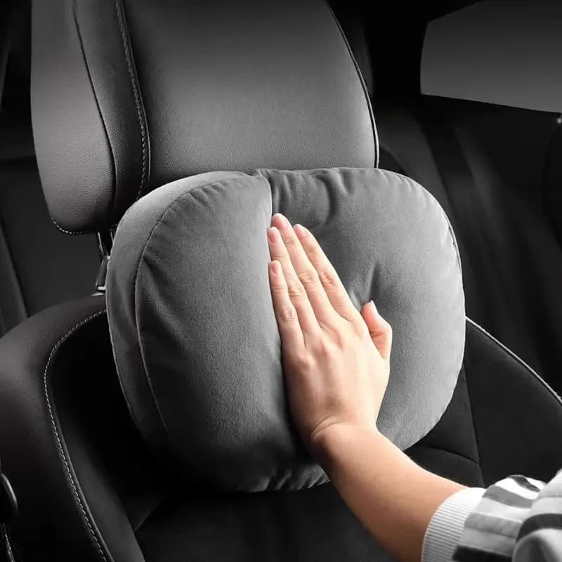 1 pezzo di supporto per la testa dell'auto universale, poggiatesta per auto in pelle scamosciata regolabile con supporto lombare, morbido cuscino per il collo per il comfort di guida