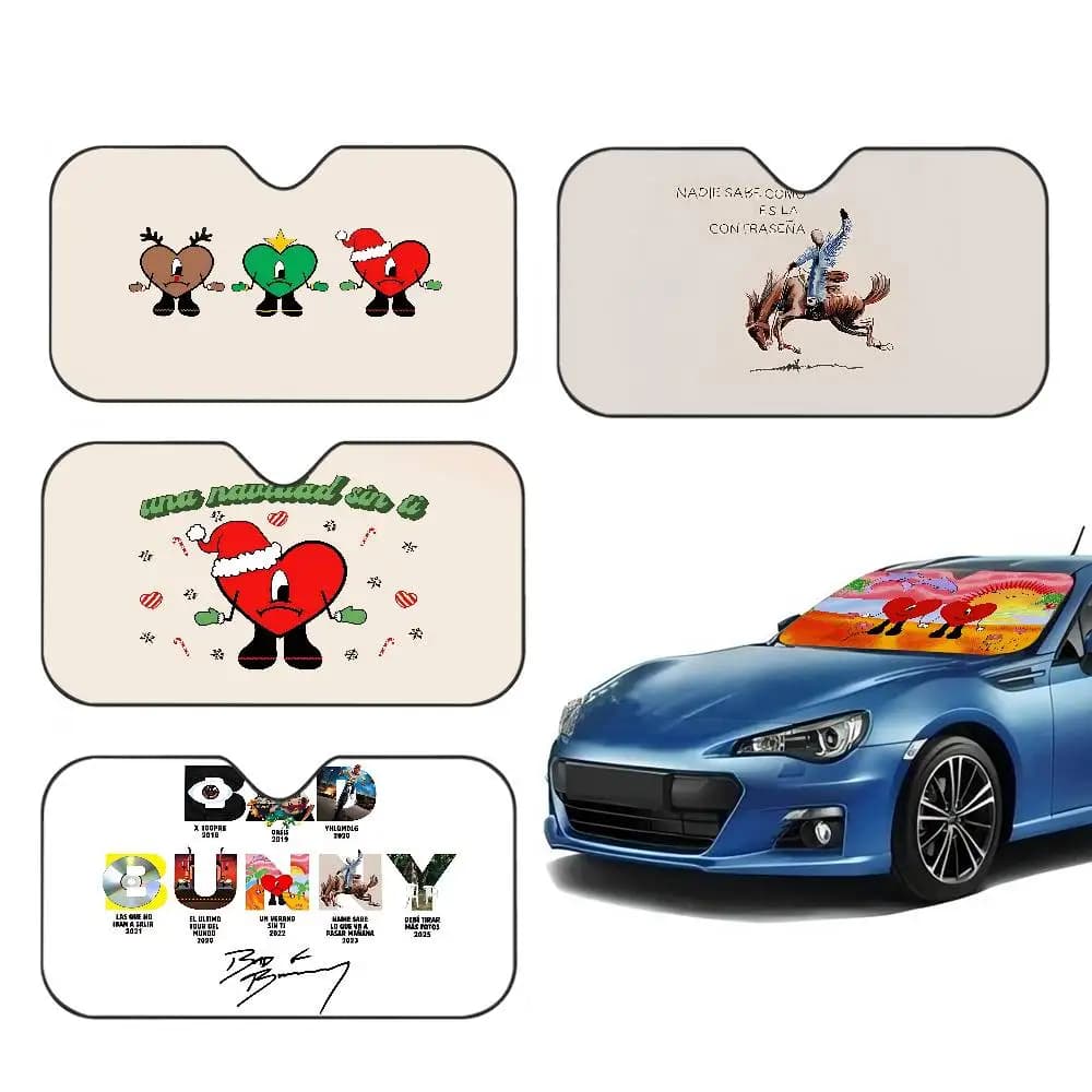 Parasole per Parabrezza Auto B-Bads B-Bunnys Art Novelty 70x130cm, Copertura per Finestrino Auto con Cartoni Animati