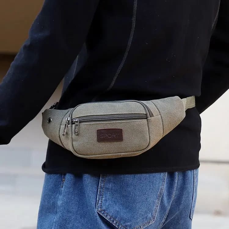 Stylish Canvas Waist Crossbody Bag for Men Perfect for Casual Commute Large Capacity Wear Resistant Multi-Functional