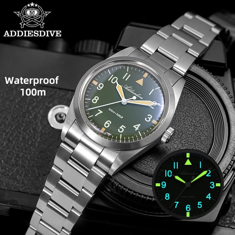 ADDIESDIVE 36mm Orologi da donna di lusso 10Bar Impermeabile in lega di titanio VH31 Movimento Orologio da polso al quarzo luminoso per donna Nuovo