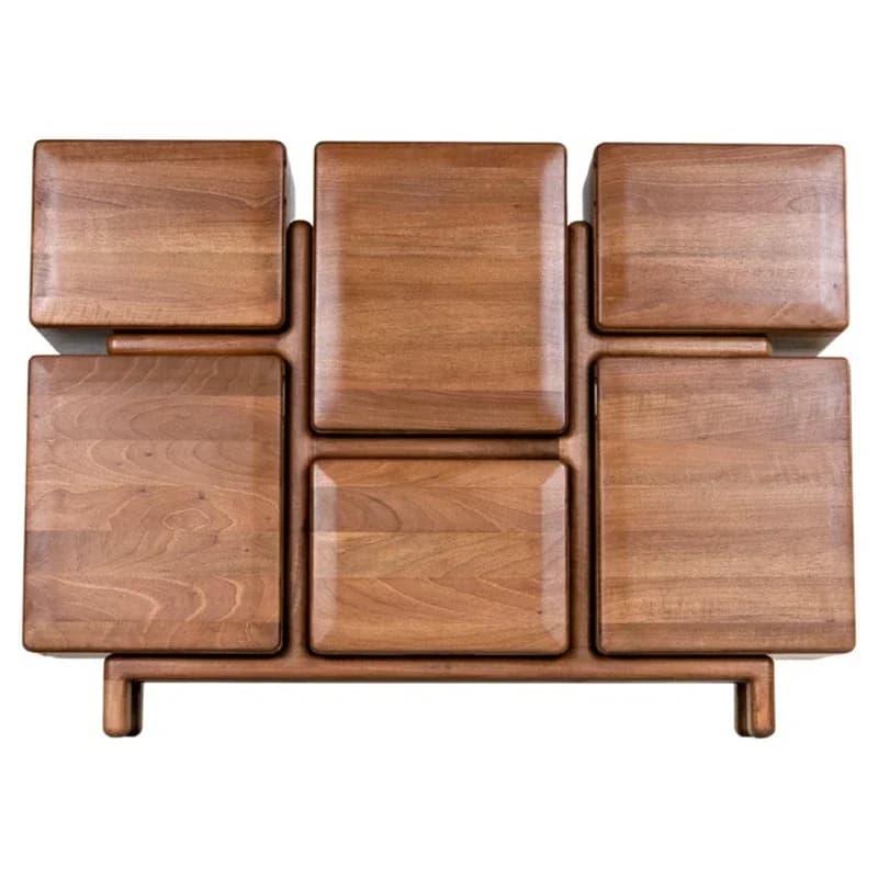 Libreria vintage nordica in legno massello, scaffale medievale, credenza da pranzo, mobile contenitore, libreria creativa a blocchi da costruzione