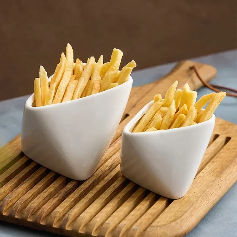 Patatine fritte piegato tridimensionale Tazza ciotola da cucina in ceramica caratteristica stoviglie per hotel piatto per snack salsa da immersione.