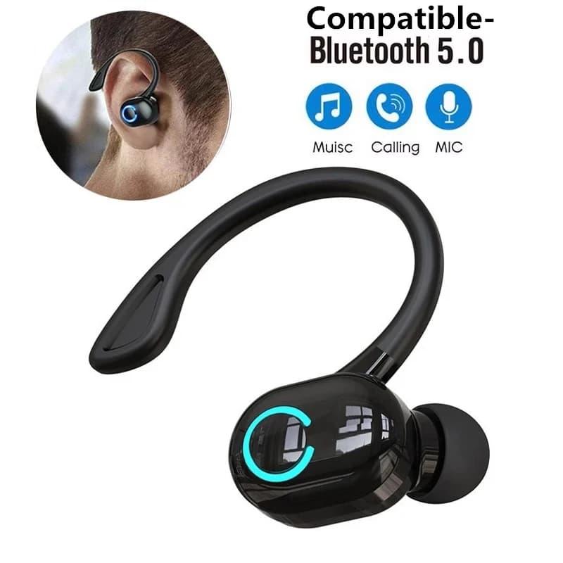 Bluetooth 5.2 Business Wireless Headphone Ear Hook Mini HIFI Bass Earphones With Noise Cancellation With Microphone Auxiliary Sports Ear Game