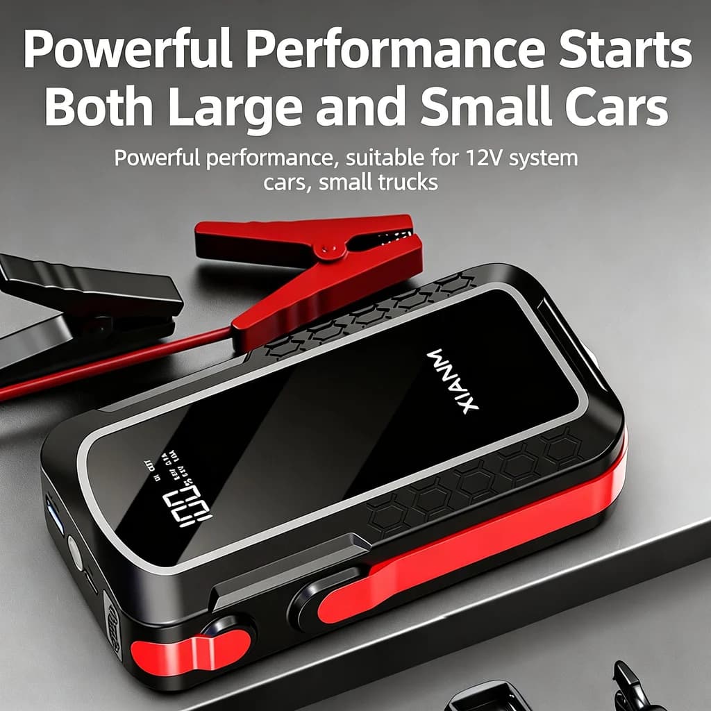Avviatore di emergenza per auto da 3000 A con compressore d'aria integrato, booster di emergenza da 12 V, power bank portatile e gonfiatore di pneumatici