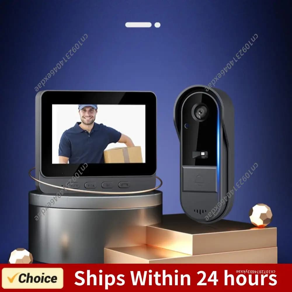 Videocitofono WiFi 2.4G con Telecamera Spioncino, Visione Notturna IR, Telecamera di Sicurezza per Porta di Casa, Ufficio e Appartamento