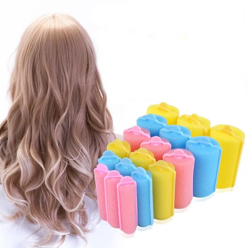 6-14 pieces magic sponge foam bigodini styling curlers without heat pillow lounge diy barber barber tool women do not damage hair 6 size