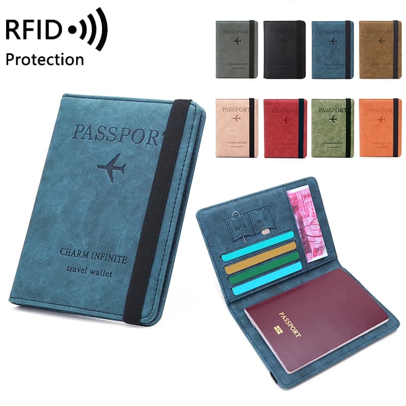 Borsa per passaporto con spazzola antifurto RFID Borsa per documenti per biglietti Borsa per carte di moda semplice Porta passaporto da viaggio multifunzionale