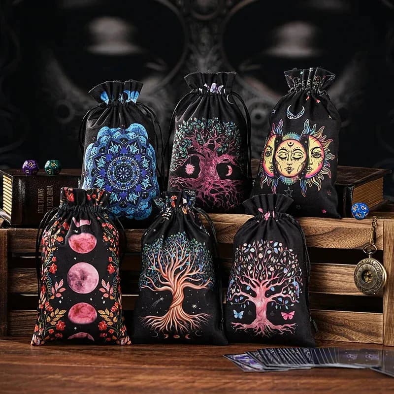 1pc/6pcs Velvet Tarot & Oracle Card Storage Bag – Pouch for Runes, Dice, Crystals, Jewelry & Witch Divination Accessories